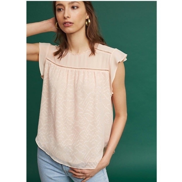 GUEST EDITOR becky soft peach flutter sleeve top - Picture 1 of 5